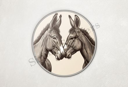 Donkeys in love, nose-to-nose
