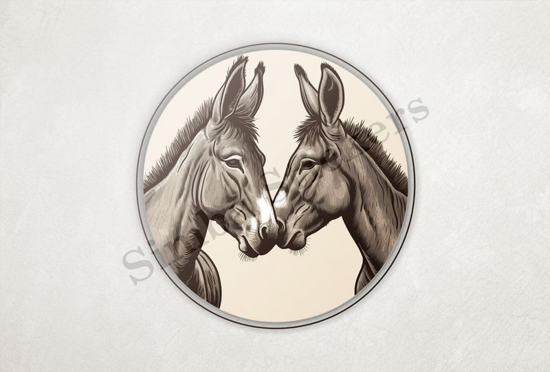 Donkeys in love, nose-to-nose