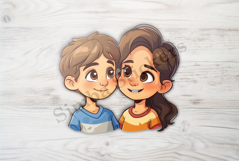 Girl and boy with rosy cheeks