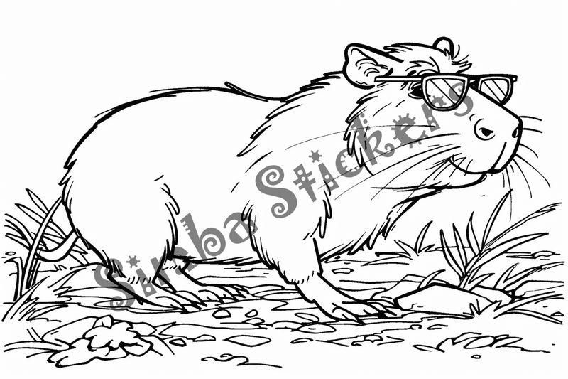 Colouring pages, bundle of capybaras, 50 images, pack 2