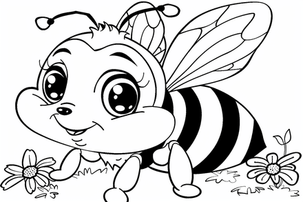 Colouring pages, bundle of single bees, 10 images