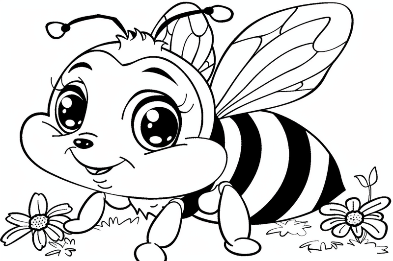 Colouring pages, bundle of single bees, 10 images