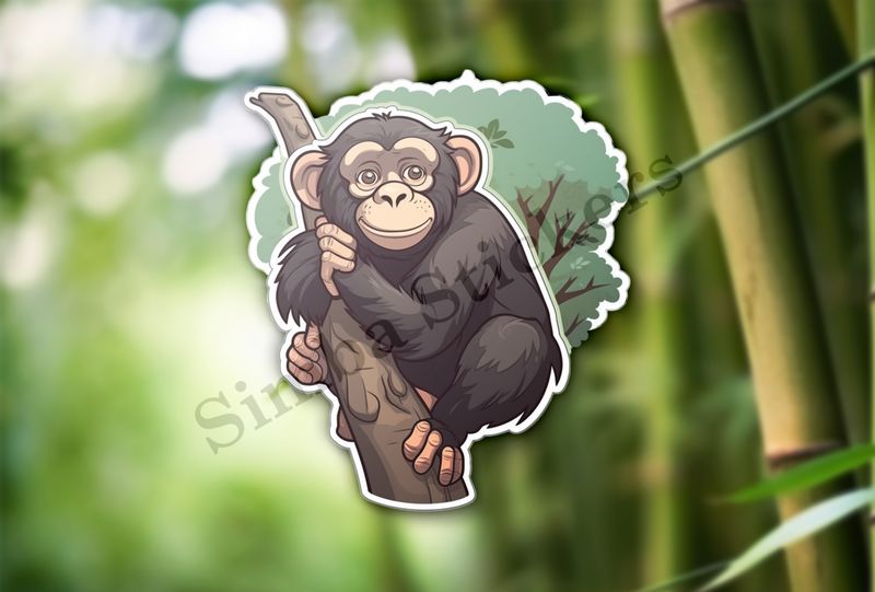 Chimpanzee on a branch in a tree