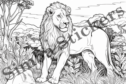 Colouring pages, Bundle of lions, 25 images