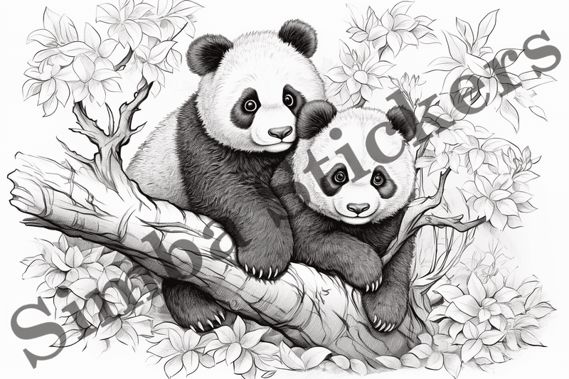 Colouring pages, bundle of pandas, 25 images, pvl2ro
