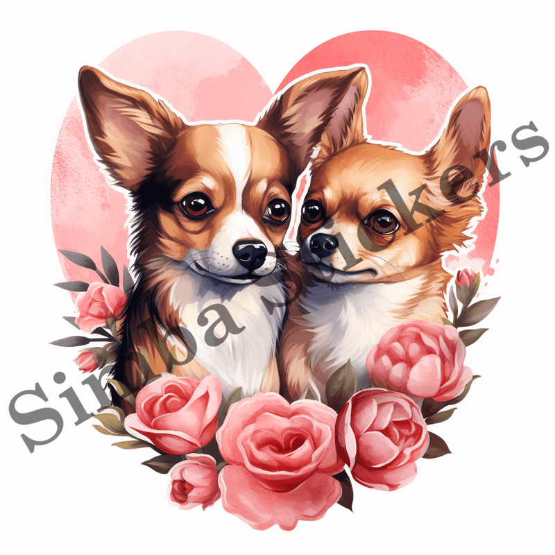 Chihuahua dogs in love, image set, 10 images