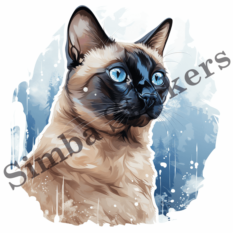 Tonkinese cats in snow, image set, 10 images