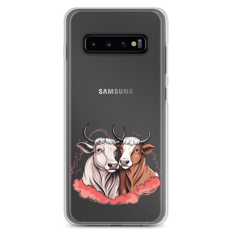 Clear Case for Samsung, Bull and cow, romantic, reddish clouds, qoucds