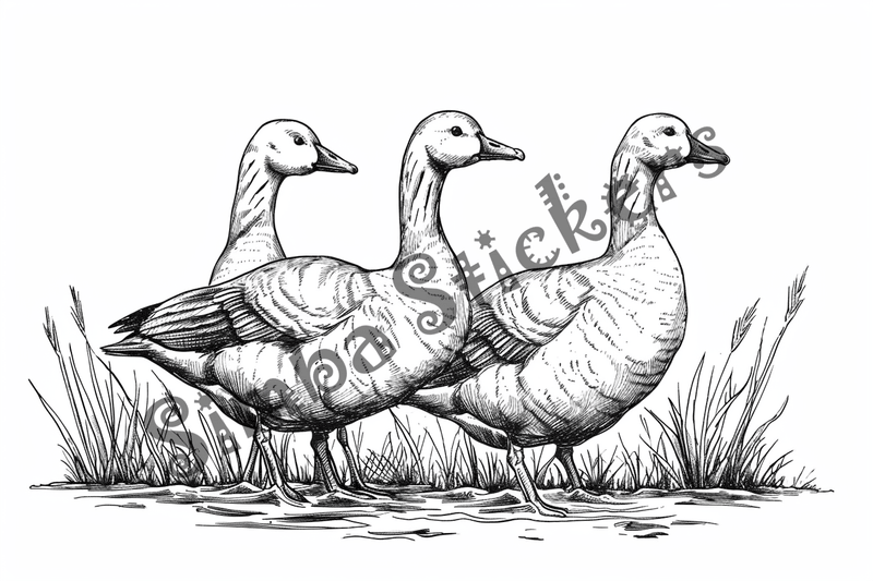 Colouring pages, bundle of geese, 25 images