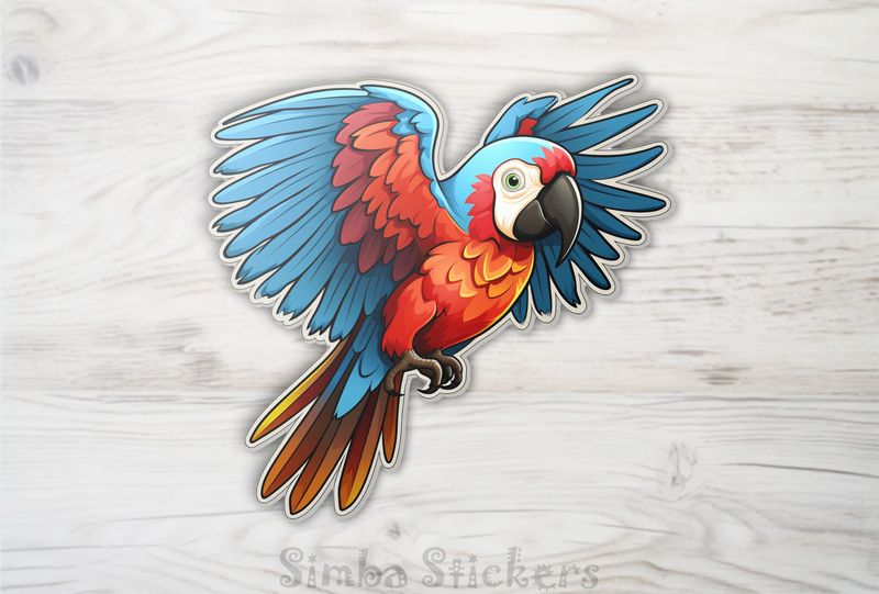 Colourful parrot with wings outspread, xpzzek