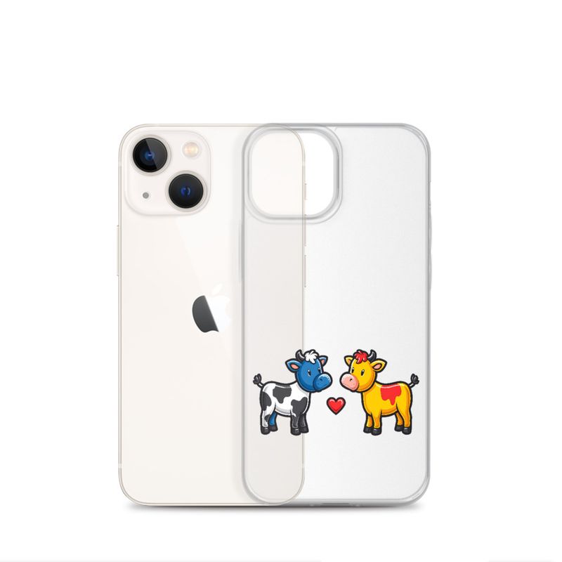 Clear Case for iPhone, Cattle, bull and cow in love, both colourful, zbyzzs