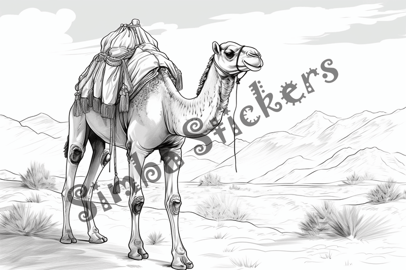 Colouring pages, bundle of camels, 25 images 2