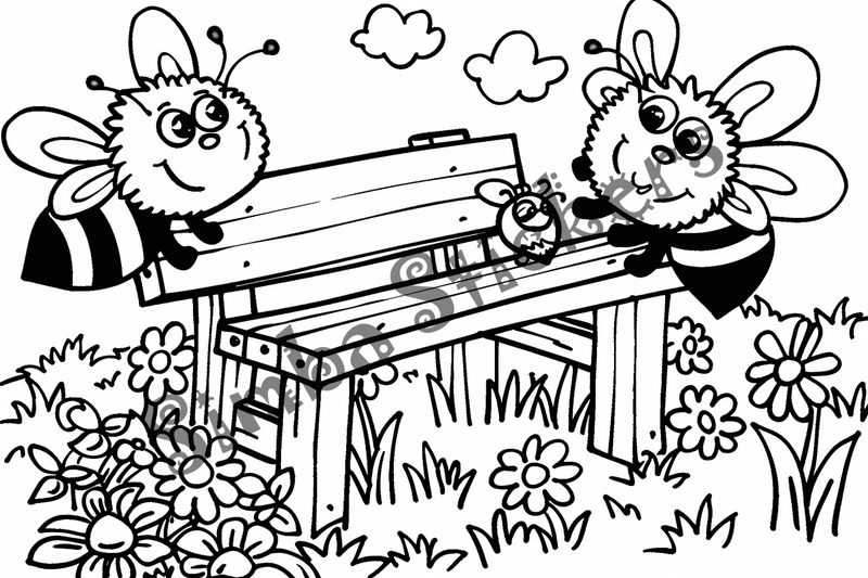 Colouring pages, bundle of bees, 50 images