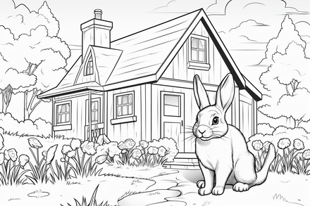 Colouring pages, bundle of rabbits in leaves or flowers, 10 images