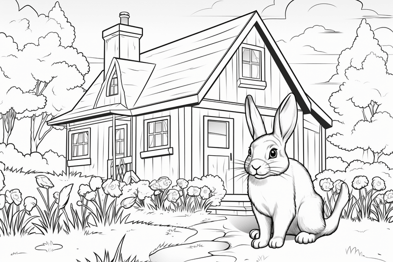 Colouring pages, bundle of rabbits in leaves or flowers, 10 images
