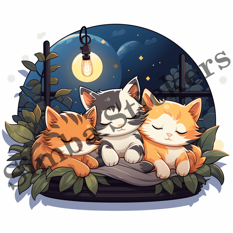 Cats sleeping, image set, 10 images