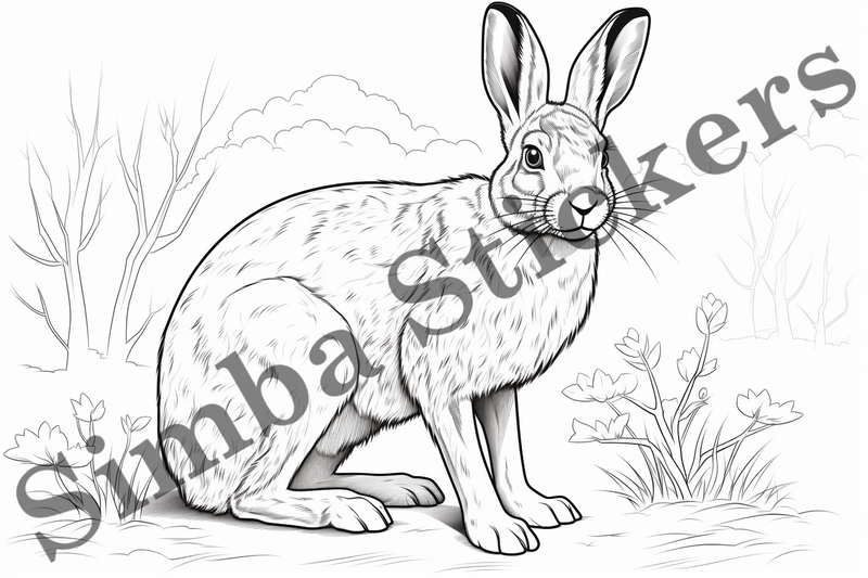 Colouring pages, Bundle of hares, 10 images