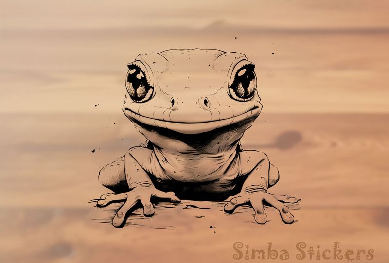 Lizard staring straight ahead, outline art