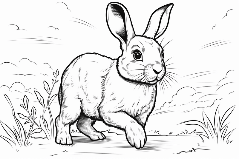 Colouring pages, bundle of singular rabbits, 10 images
