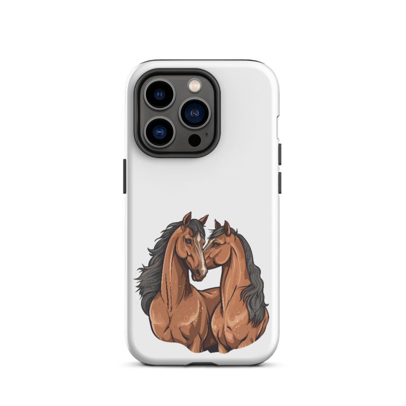 Tough Case for iPhone, Two brown horses snuggling, tdwcyd