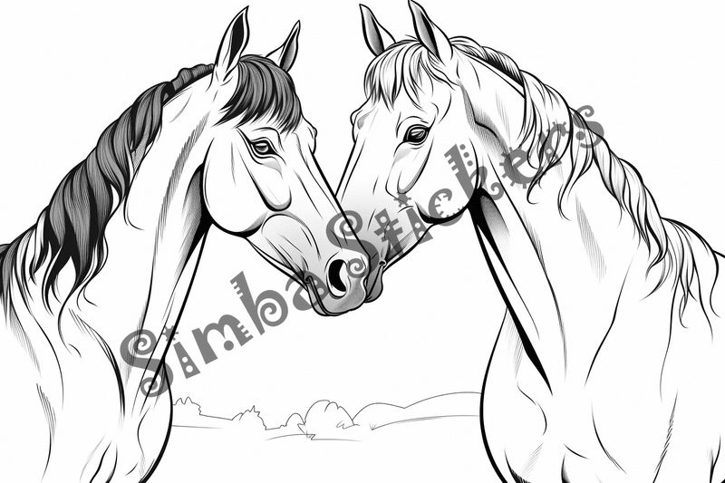 Colouring pages, bundle of horses, 25 images 2