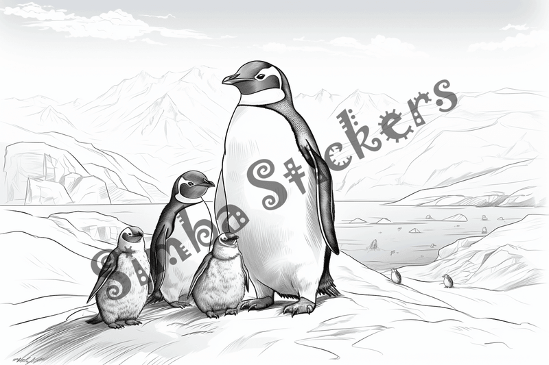 Colouring pages, bundle of penguins, 25 images