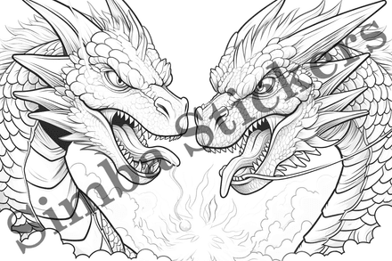 Colouring pages, bundle of dragons, 25 images