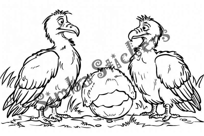 Colouring pages, bundle of vultures, 25 images, flufjb