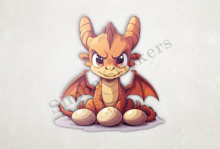 Dragon brooding furiously over eggs