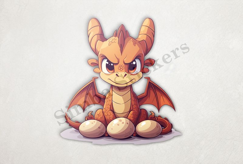 Dragon brooding furiously over eggs
