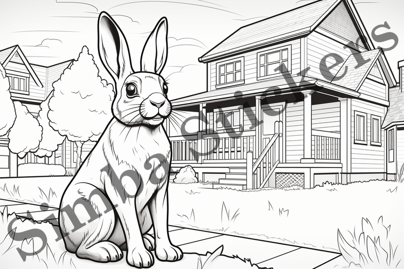 Colouring pages, Bundle of hares, 25 images