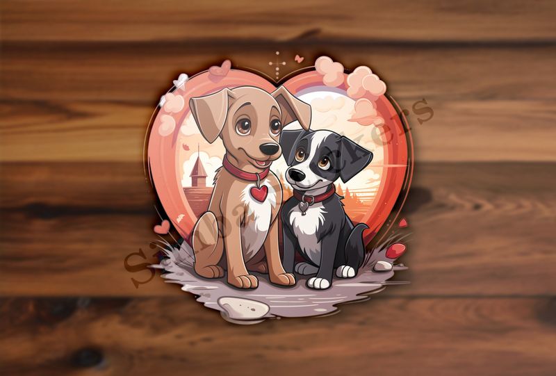 Dogs cuddling
