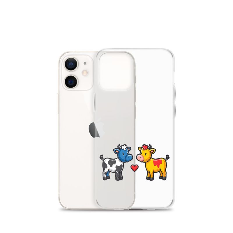 Clear Case for iPhone, Cattle, bull and cow in love, both colourful, zbyzzs