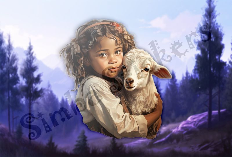 Goat kid held by small girl