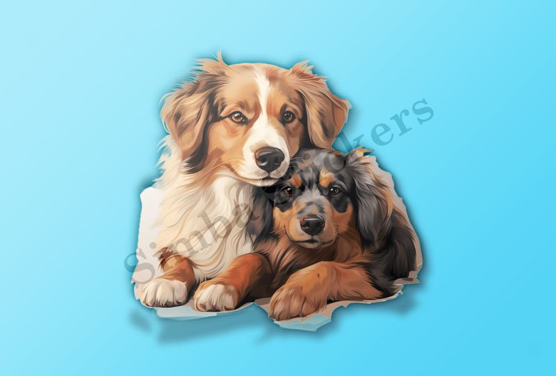 Dogs cuddling