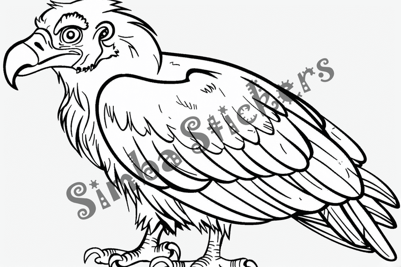 Colouring pages, bundle of singular vultures, 10 images, 9yidlp