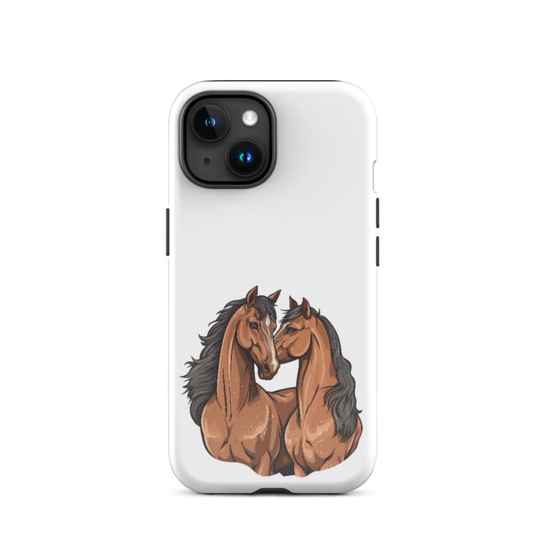 Tough Case for iPhone, Two brown horses snuggling, tdwcyd