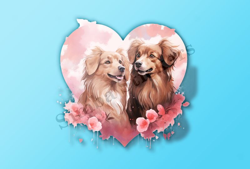 Dogs in love, watercolour