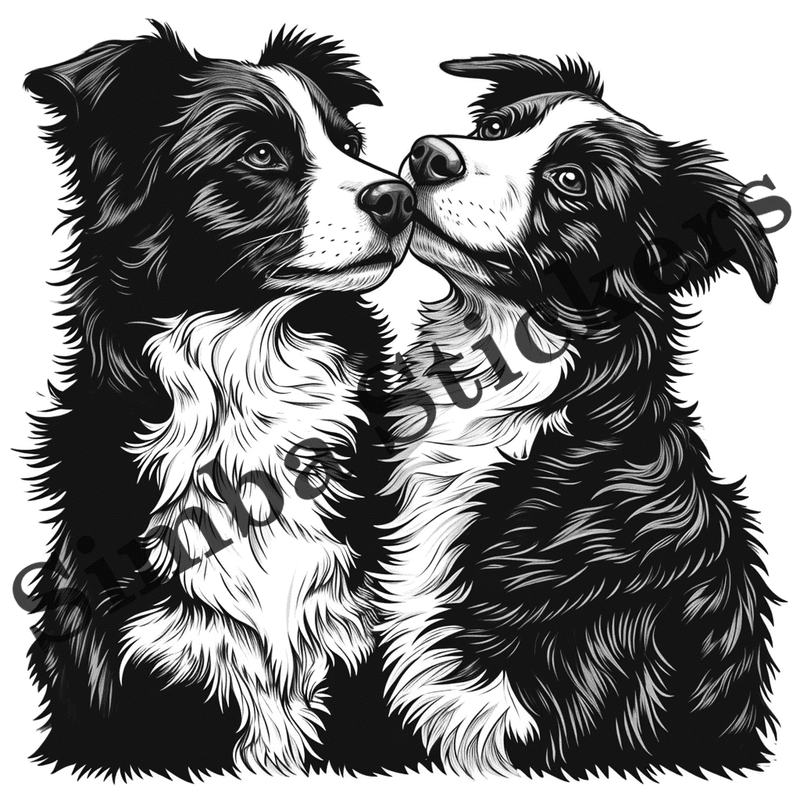 Dogs in love, outline art, image set, 10 images