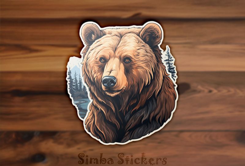 Bear in foresty cut-out, watercolour, jvk0go