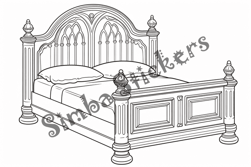 Colouring pages, bundle of house bedrooms, 25 images 2