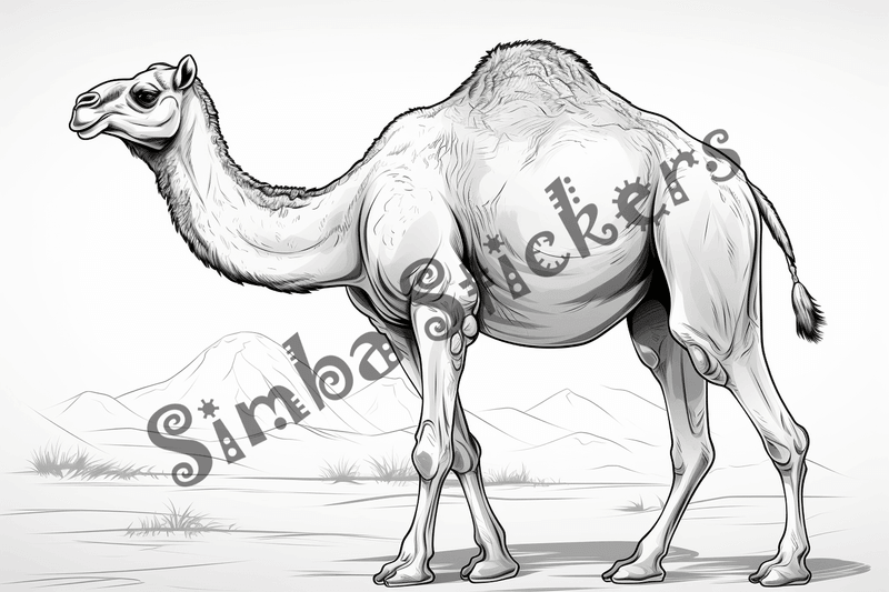 Colouring pages, bundle of singular camels, 10 images
