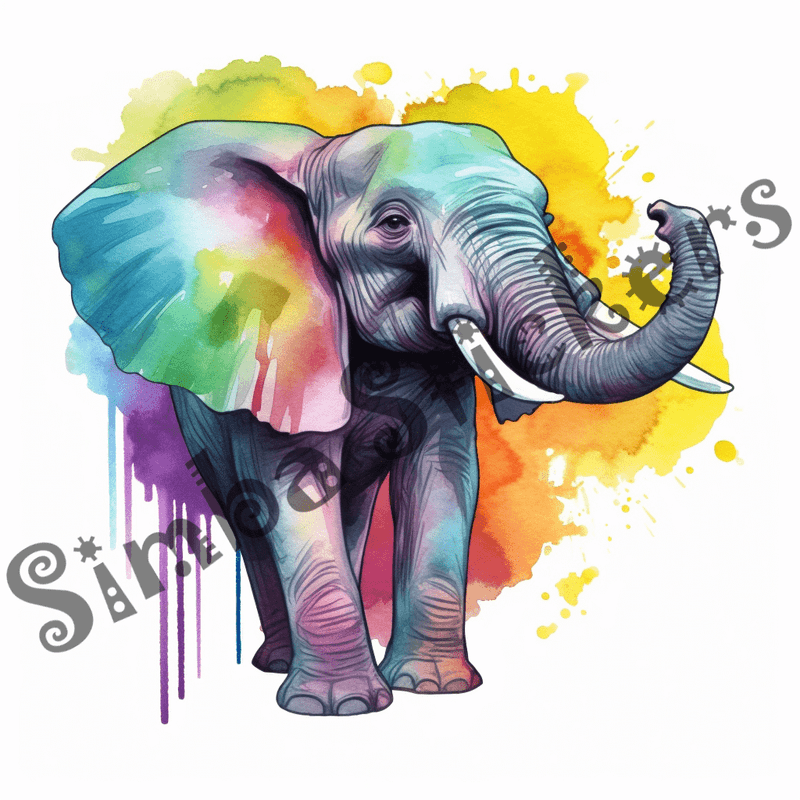 Elephants, watercolour, image set, 25 images, fqfyyp