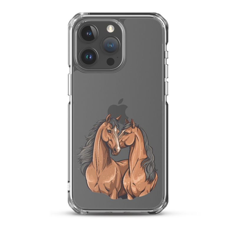 Clear Case for iPhone, Two brown horses snuggling, tdwcyd