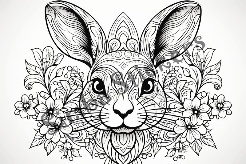 Colouring pages, bundle of rabbits, 25 images