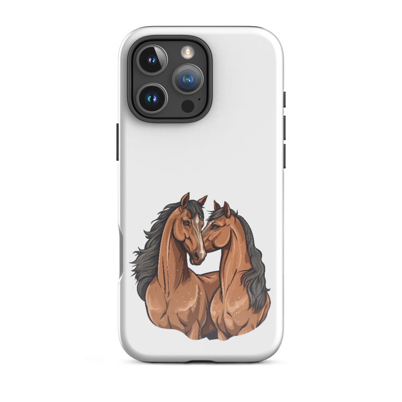 Tough Case for iPhone, Two brown horses snuggling, tdwcyd