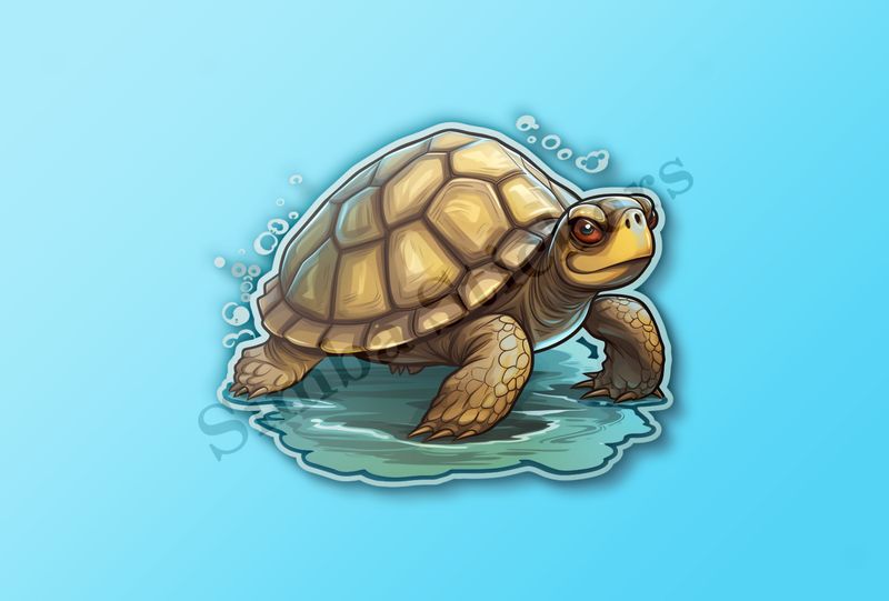 Tortoise walking and splashing
