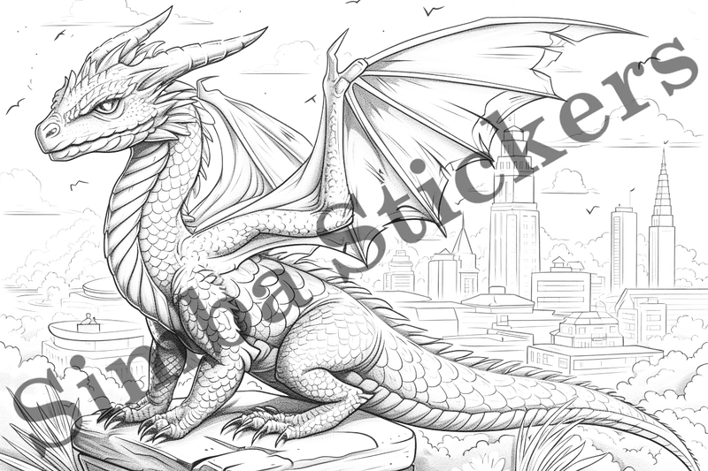 Colouring pages, bundle of dragons, 25 images