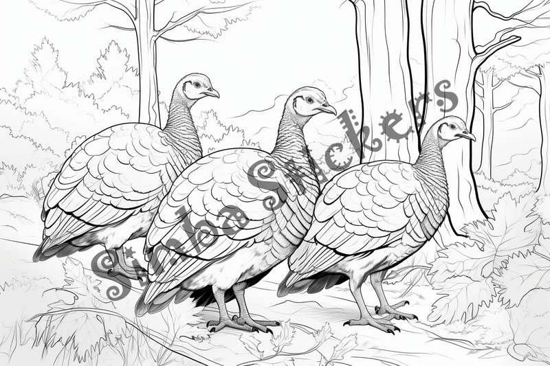 Colouring pages, bundle of turkeys in love, 25 images