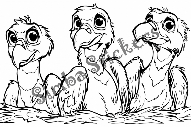 Colouring pages, bundle of vultures, 25 images, flufjb